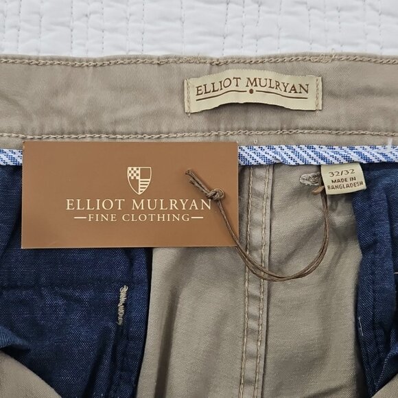Elliot Mulryan Fine Stretch Chino Pants Men's 32x32 Khaki Straight Leg NWT NEW - Picture 14 of 16